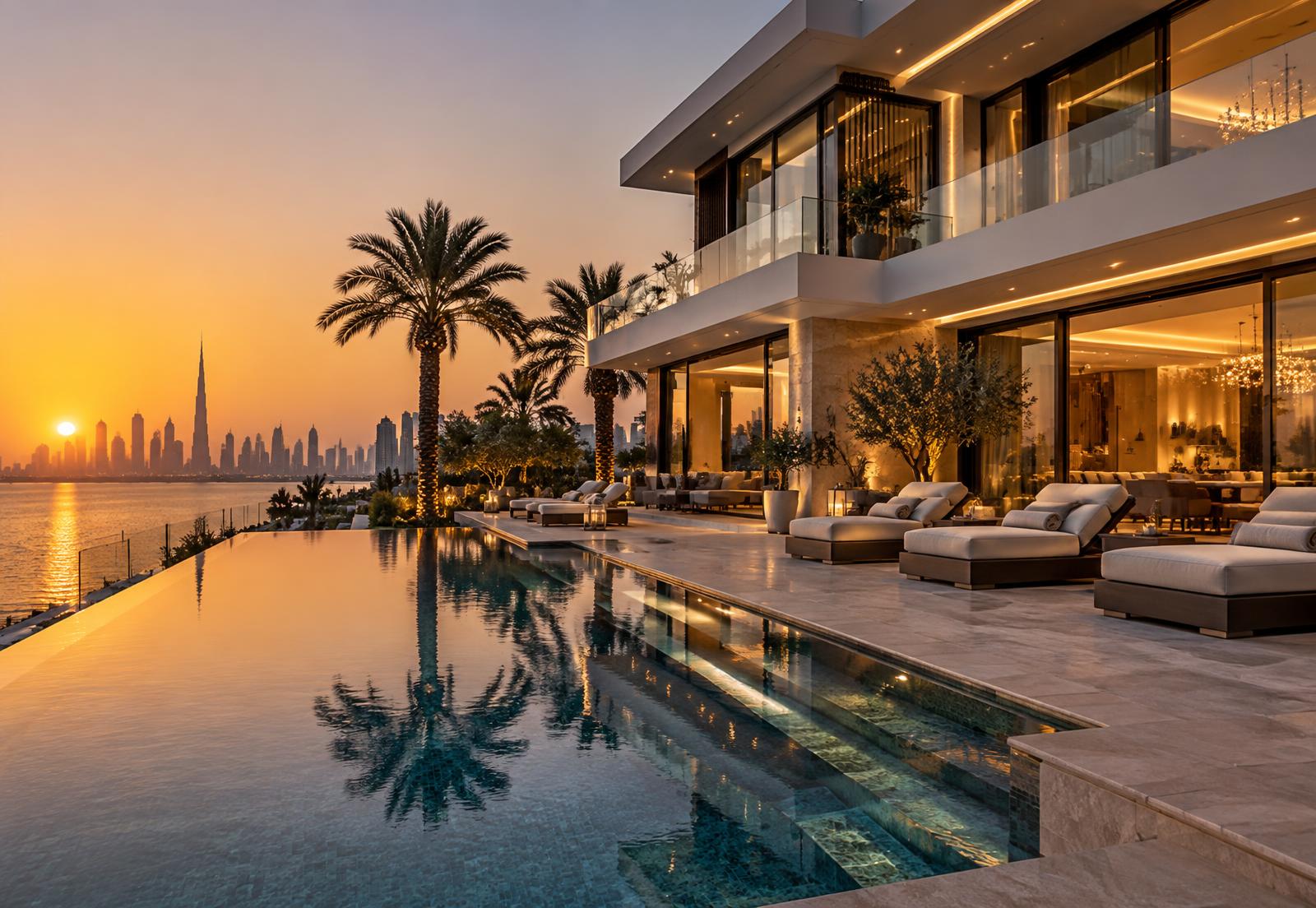 Infinity-pool villa facing the skyline